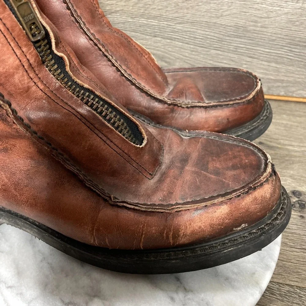 Double H Boots Mens 9.5 EEE Brown Leather Zip Up Ankle Insulated Stadium‎ Retro